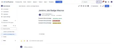 Jenkins for Confluence for Atlassian — screenshot