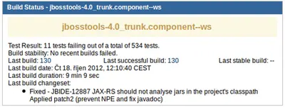 Jenkins/Hudson build status gadget for Atlassian — screenshot
