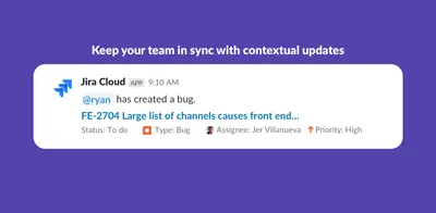 Jira Cloud for Slack (Official) for Atlassian — screenshot