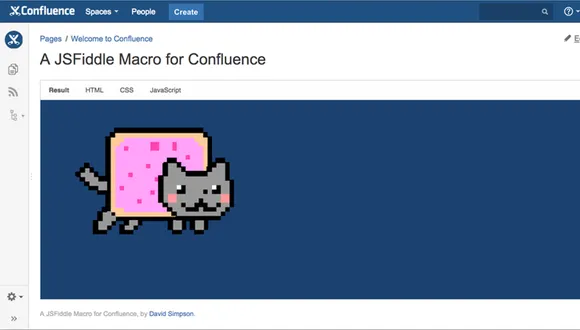 JSFiddle in Confluence — screenshot from the Atlassian Marketplace listing