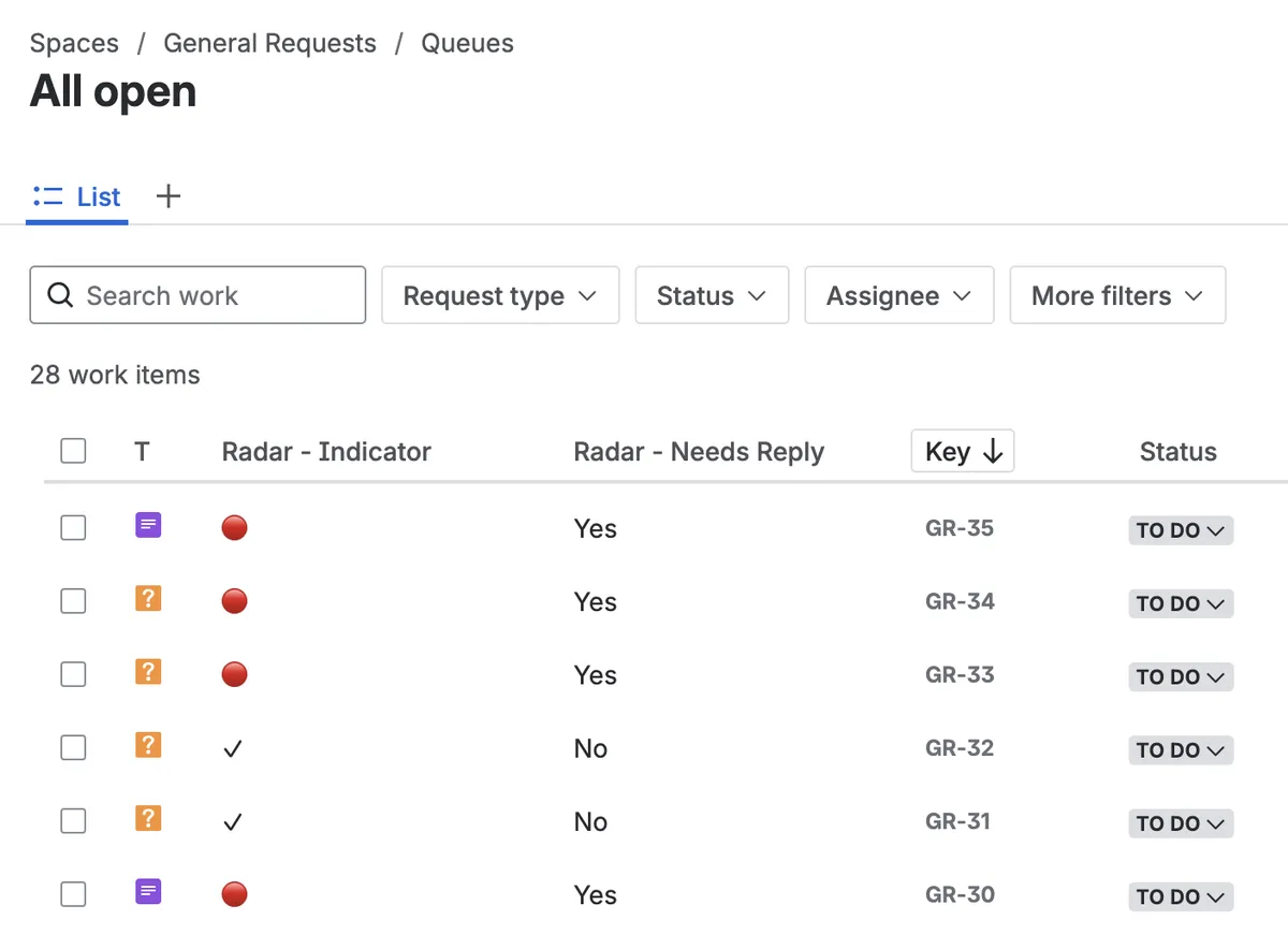 JSM Queue Radar — screenshot from the Atlassian Marketplace listing