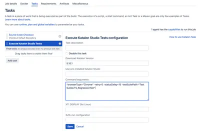 Katalon Studio for Bamboo for Atlassian — screenshot