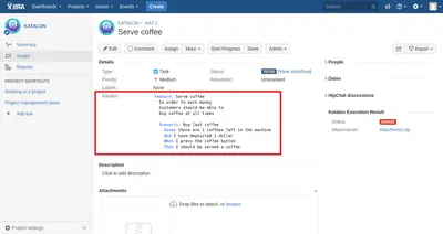Katalon - Test Automation for Jira for Atlassian — screenshot