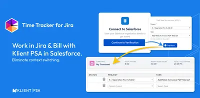 Klient PSA Time Tracker for Atlassian — screenshot