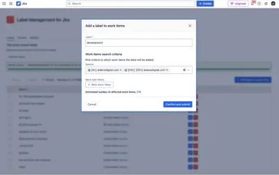 Label Management for Jira for Atlassian — screenshot