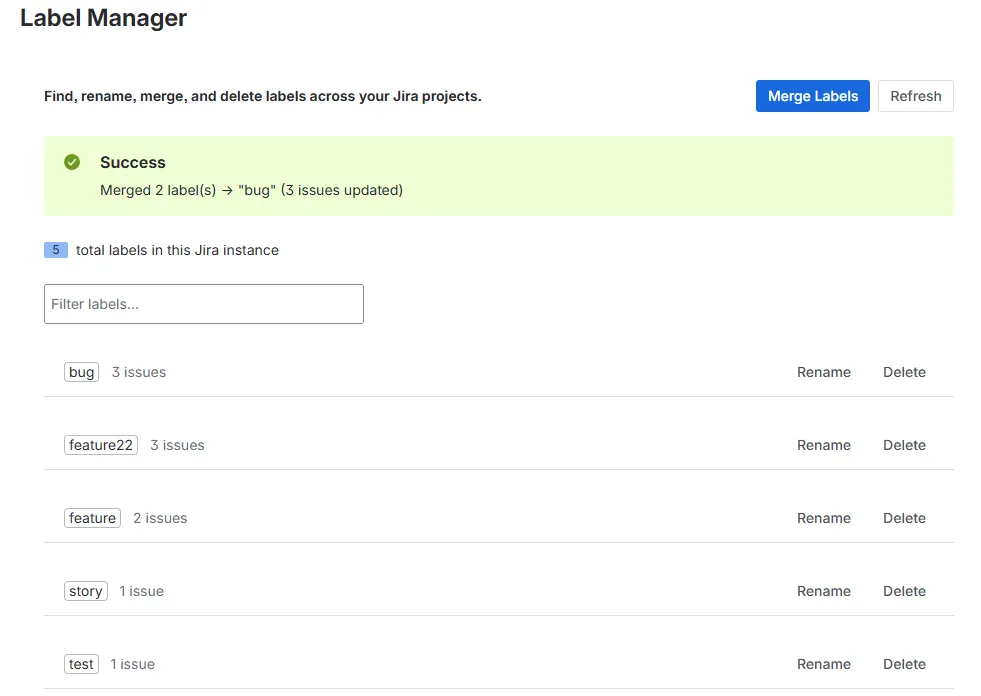 Label Manager — screenshot from the Atlassian Marketplace listing