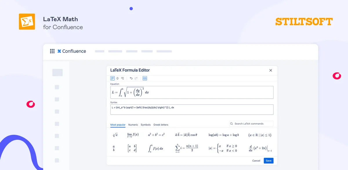 LaTeX Math for Confluence — screenshot from the Atlassian Marketplace listing