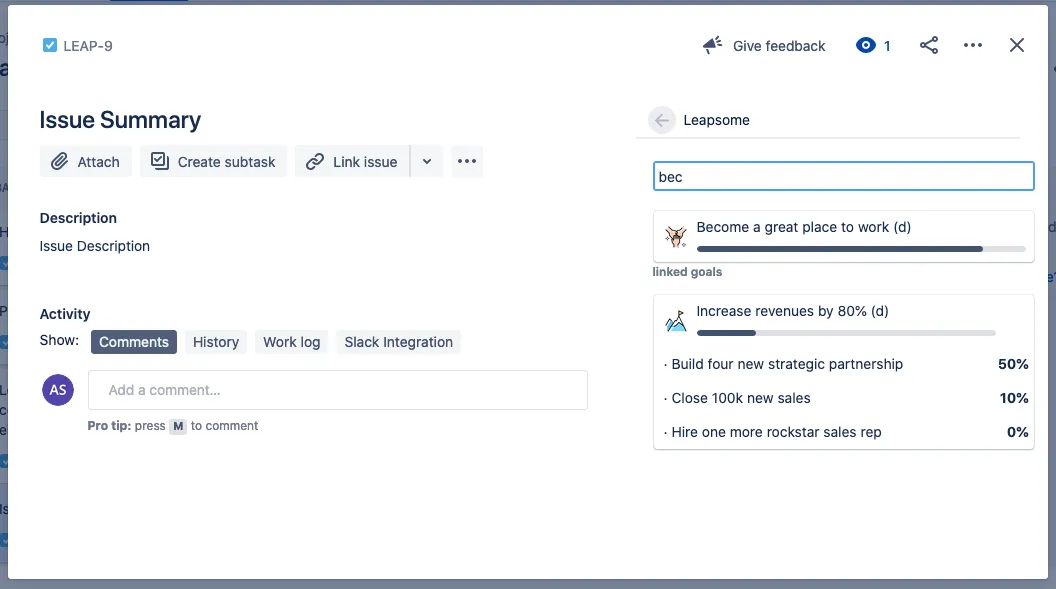 Leapsome — screenshot from the Atlassian Marketplace listing