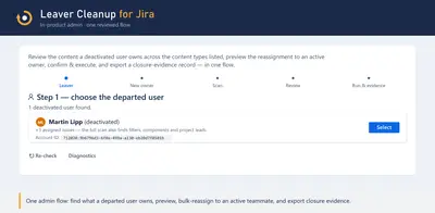 Leaver Cleanup & Owner Reassignment for Jira for Atlassian — screenshot