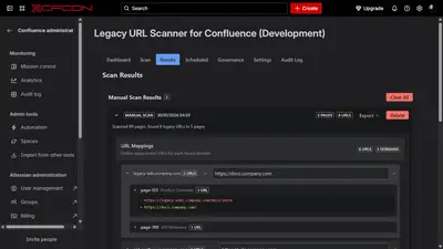 Legacy URL Scanner for Confluence for Atlassian — screenshot