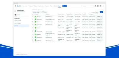 License Manager - Domain and SSL Cert Expiration Monitoring for Atlassian — screenshot