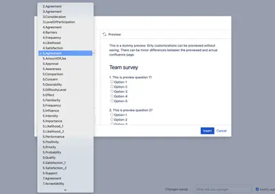 Likert Rating Survey for Atlassian — screenshot