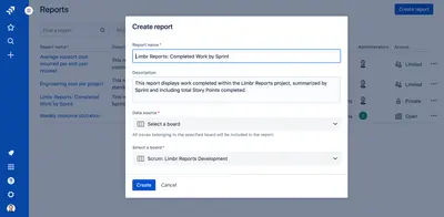 Limbr Reports for Jira Cloud for Atlassian — screenshot
