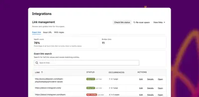 Link Management - Broken Link Detection & Bulk Editing for Atlassian — screenshot