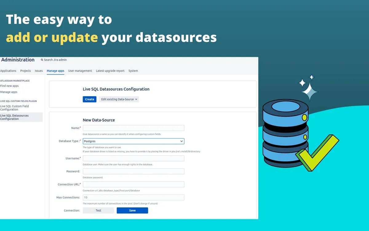 Live SQL Custom Fields — screenshot from the Atlassian Marketplace listing