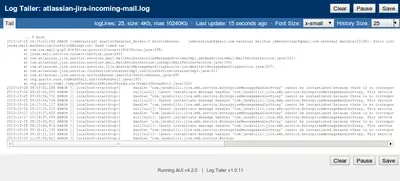 Log Tailer for Jira #EOL for Atlassian — screenshot