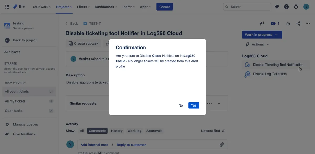 Log360 Cloud — screenshot from the Atlassian Marketplace listing