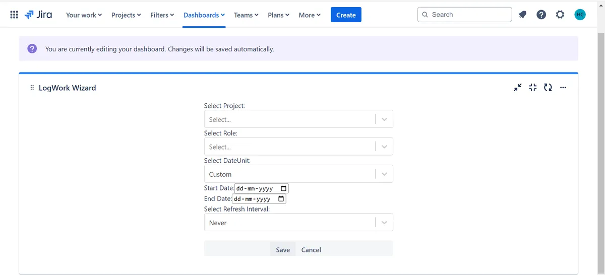 LogWork Wizard — screenshot from the Atlassian Marketplace listing