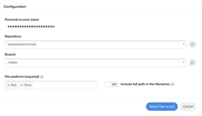 Lokalise Sync for Bitbucket for Atlassian — screenshot