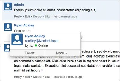 Lync and Skype Connector for Confluence for Atlassian — screenshot