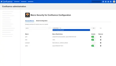 Macro Security for Confluence for Atlassian — screenshot