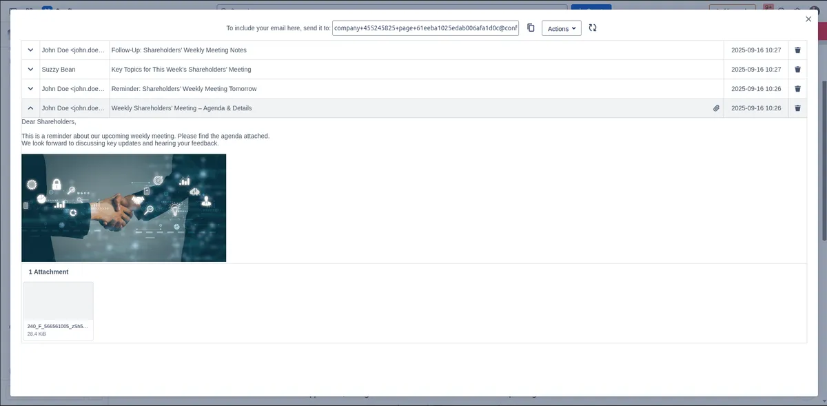 Mailbox for Confluence — screenshot from the Atlassian Marketplace listing