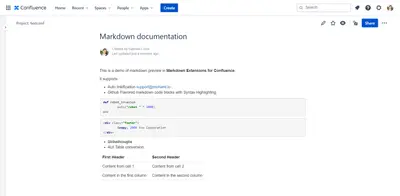 Markdown Extensions for Confluence for Atlassian — screenshot