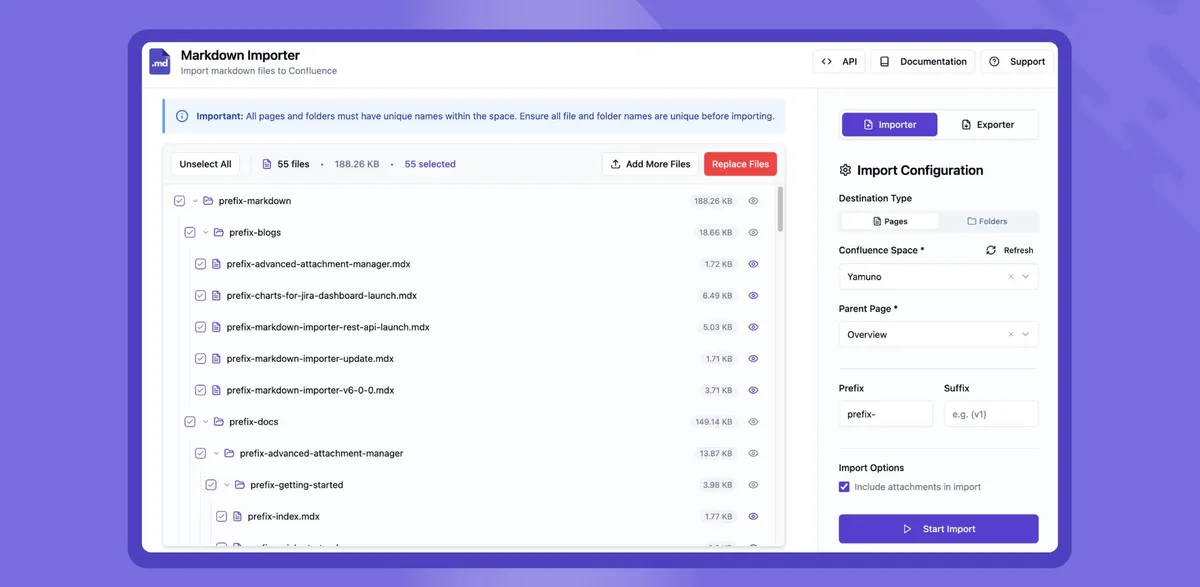 Markdown Importer for Confluence Cloud — screenshot from the Atlassian Marketplace listing