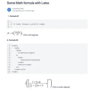 Math Formula with LaTex for Atlassian — screenshot