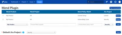 Mend for Jira Data Center (formerly WhiteSource) for Atlassian — screenshot