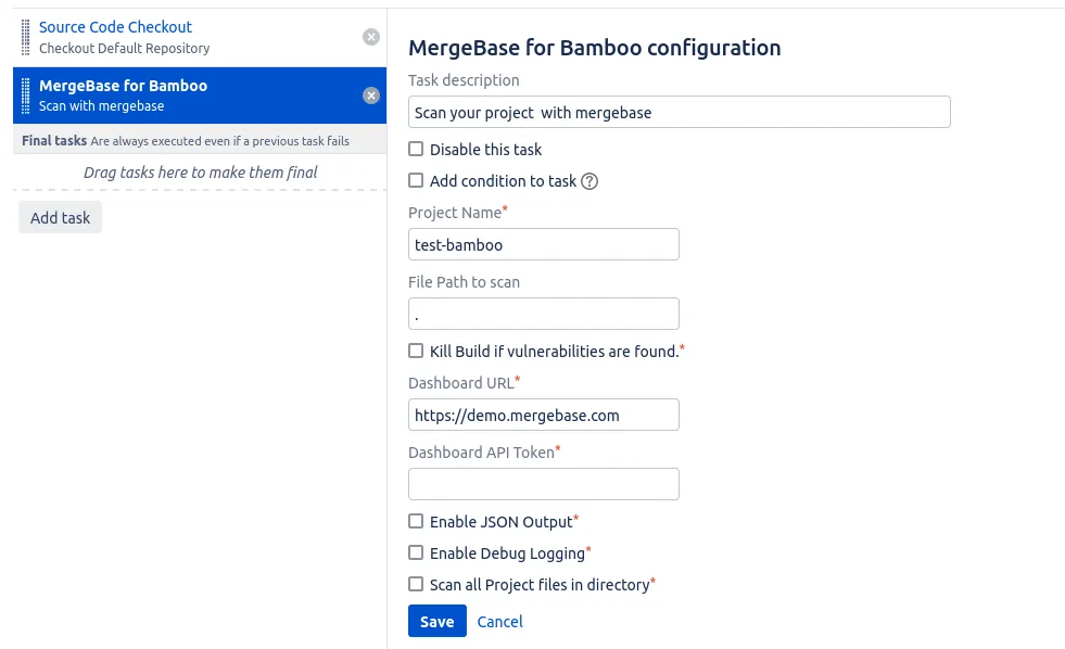 MergeBase SCA Scanner — screenshot from the Atlassian Marketplace listing
