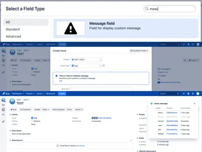 Message field for Atlassian — screenshot