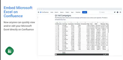 Microsoft Excel for Confluence (PageBrain) for Atlassian — screenshot