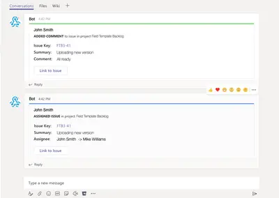 Microsoft Teams Connector for Jira for Atlassian — screenshot