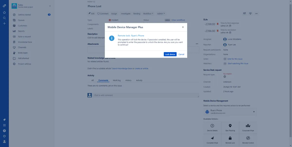 Mobile Device Manager Plus — screenshot from the Atlassian Marketplace listing