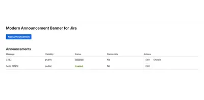 Modern Announcement Banner for Jira for Atlassian — screenshot