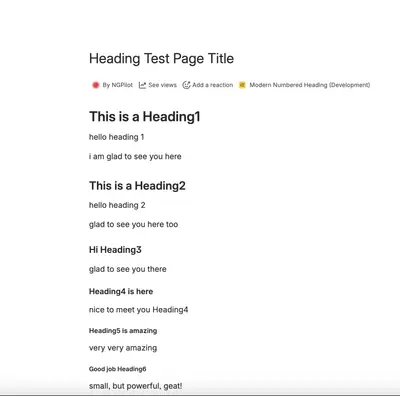 Modern Numbered Headings for Confluence for Atlassian — screenshot