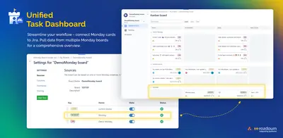 monday.com boards in Jira for Atlassian — screenshot