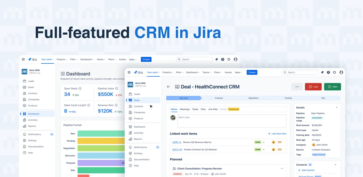 Mria CRM — screenshot from the Atlassian Marketplace listing
