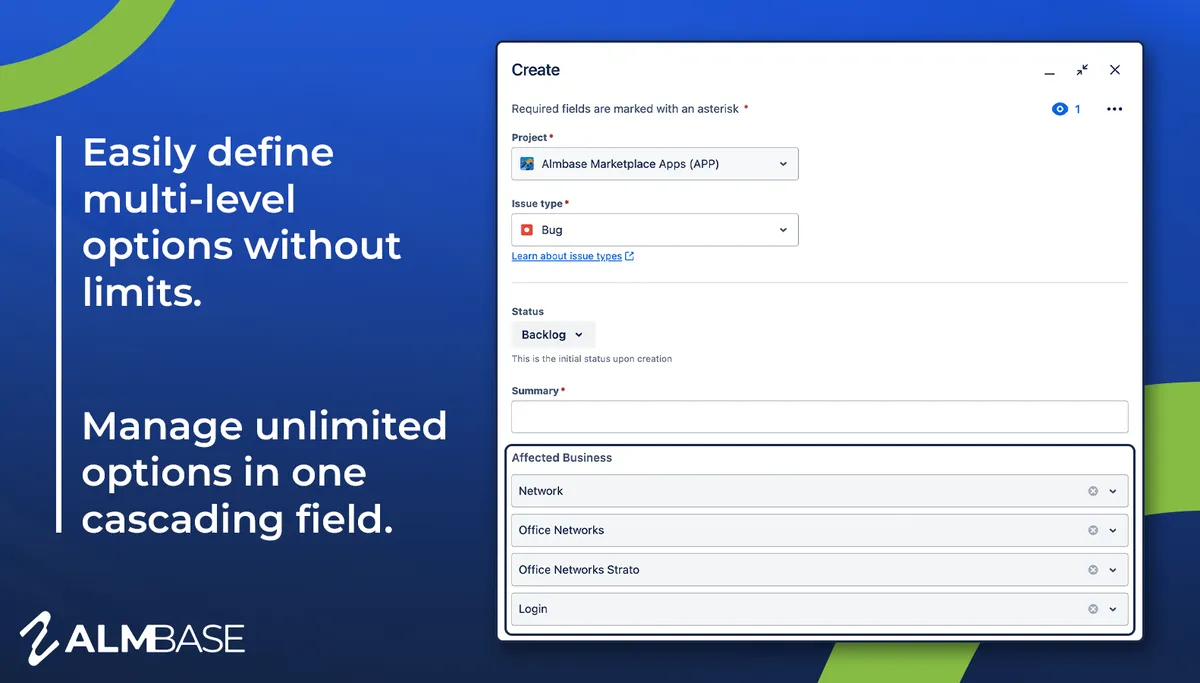 Multi Level & Tree Fields — screenshot from the Atlassian Marketplace listing