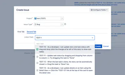 My Issue Linking - Issue Picker Field and JQL Work Panel for Atlassian — screenshot