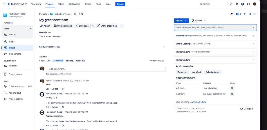 My Reminders for Jira — screenshot from the Atlassian Marketplace listing
