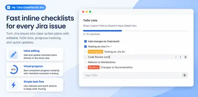 My ToDo Checklist - Fast Inline ToDo Lists for Jira for Atlassian — screenshot