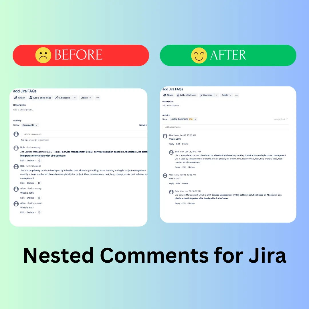 Nested Comments for Jira — screenshot from the Atlassian Marketplace listing