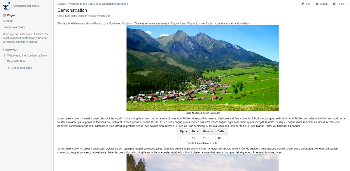 Numbered Captions — screenshot from the Atlassian Marketplace listing