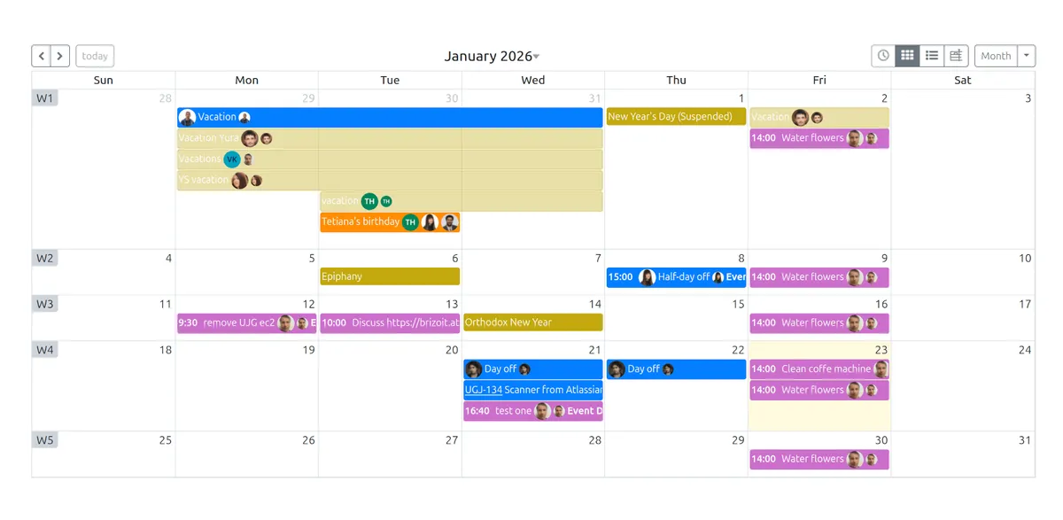 One Calendar Macro — screenshot from the Atlassian Marketplace listing