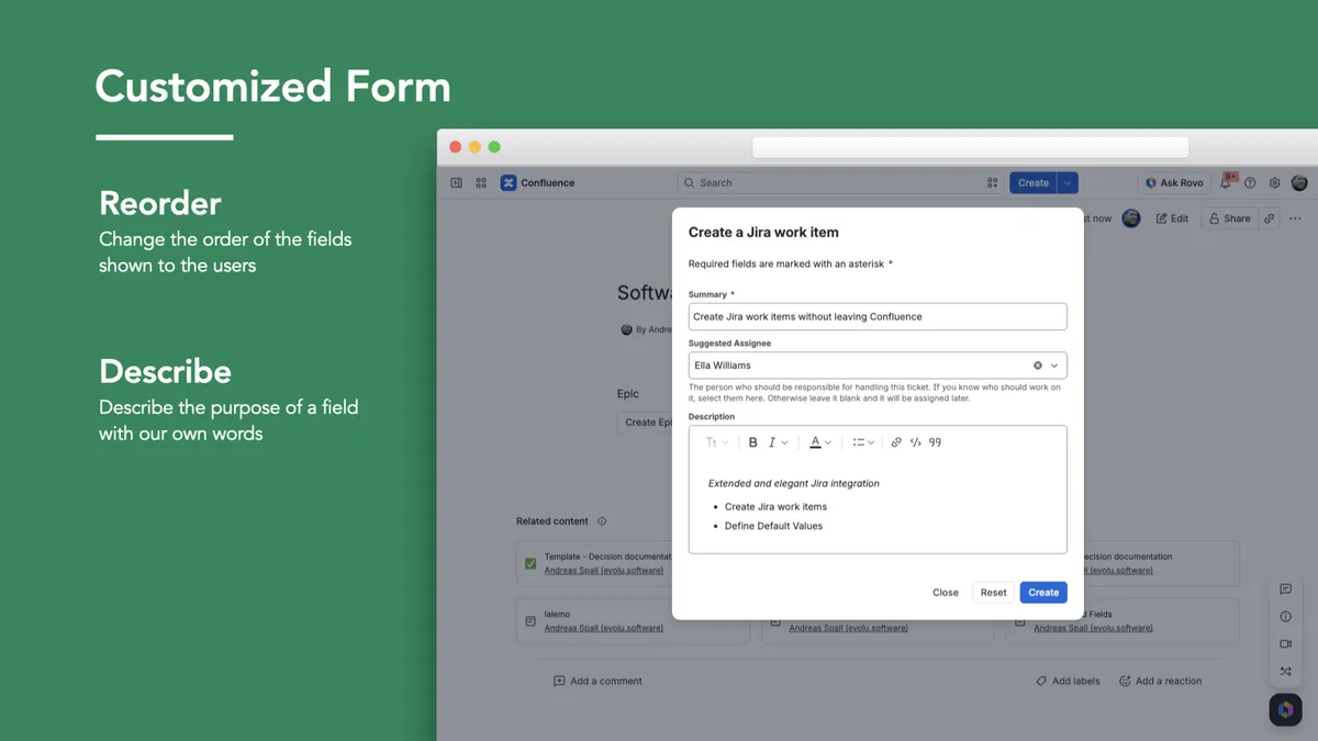 OnItem - Issue Forms for Confluence — screenshot from the Atlassian Marketplace listing
