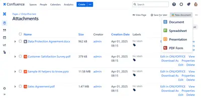 ONLYOFFICE Connector for Confluence for Atlassian — screenshot