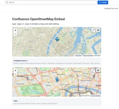 OpenStreetMap for Confluence for Atlassian — screenshot