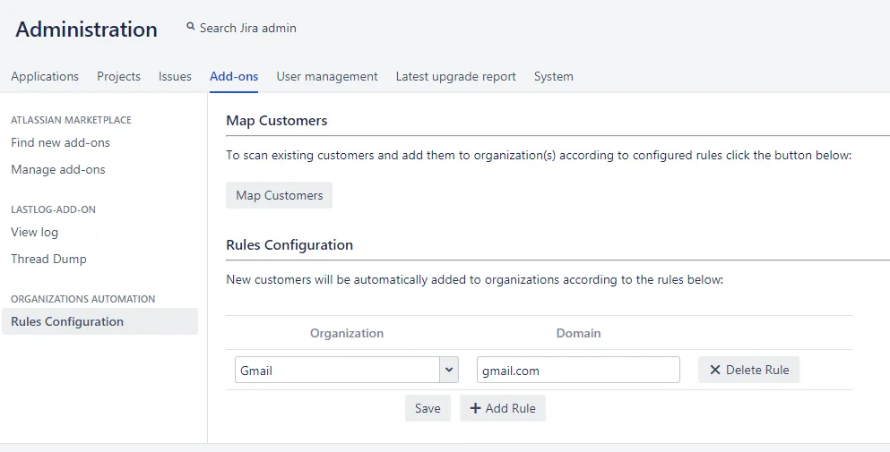 Organizations Automation — screenshot from the Atlassian Marketplace listing